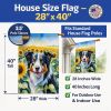 Border Collie 2 in Sunflowers House Flag