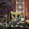 Border Collie 6032 In Sunflowers Throw Pillow
