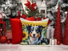 Border Collie 6032 In Sunflowers Throw Pillow