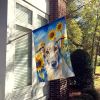 Borzoi 2 in Sunflowers House Flag
