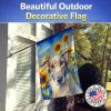 Borzoi 2 in Sunflowers House Flag