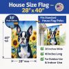 Boston Terrier in Sunflowers House Flag