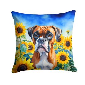 Boxer 1 in Sunflowers Throw Pillow