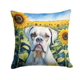 Boxer 2 in Sunflowers Throw Pillow