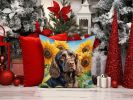 Boykin Spaniel 6039 In Sunflowers Throw Pillow