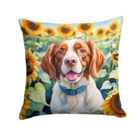 Brittany in Sunflowers Throw Pillow