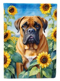 Bullmastiff in Sunflowers House Flag
