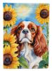Cavalier King Charles Spaniel 1 in Sunflowers House Flag