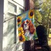 Cavalier King Charles Spaniel 1 in Sunflowers House Flag