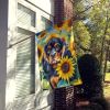 Cavalier King Charles Spaniel 2 in Sunflowers House Flag