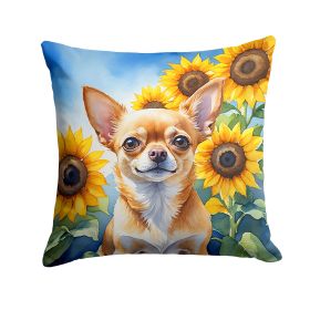 Chihuahua 1 in Sunflowers Throw Pillow