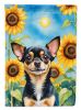 Chihuahua 2 in Sunflowers House Flag