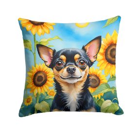 Chihuahua 2 in Sunflowers Throw Pillow
