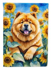 Chow Chow 2 in Sunflowers House Flag