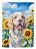 Clumber Spaniel in Sunflowers House Flag