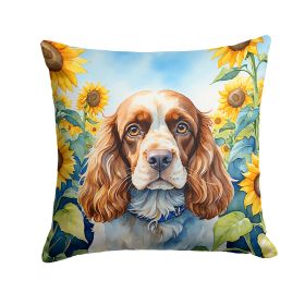Cocker Spaniel 1 in Sunflowers Throw Pillow