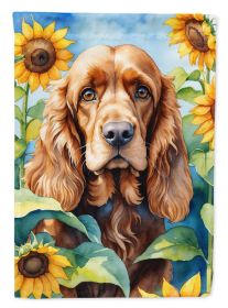Cocker Spaniel 2 in Sunflowers House Flag