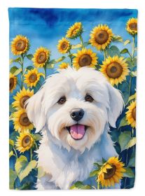 Coton de Tulear in Sunflowers House Flag