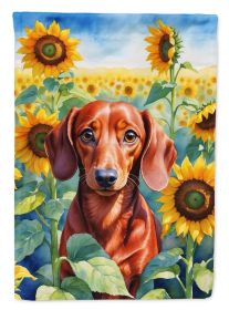 Dachshund 1 in Sunflowers House Flag