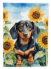 Dachshund 2 in Sunflowers House Flag