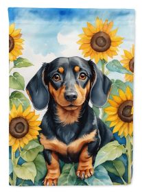 Dachshund 2 in Sunflowers House Flag