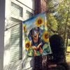 Dachshund 2 in Sunflowers House Flag