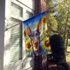 Doberman in Sunflowers House Flag