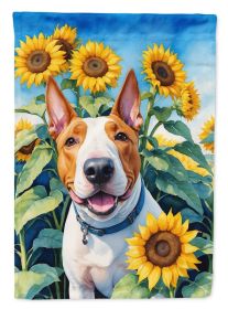 Bull Terrier 1 in Sunflowers House Flag