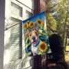 Bull Terrier 1 in Sunflowers House Flag