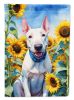 Bull Terrier 2 in Sunflowers House Flag