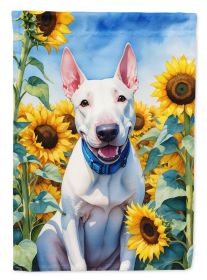 Bull Terrier 2 in Sunflowers House Flag