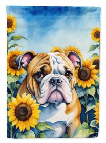 English Bulldog in Sunflowers House Flag