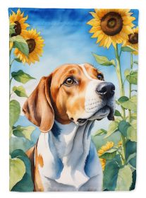 English Foxhound in Sunflowers House Flag