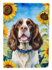 English Springer Spaniel in Sunflowers House Flag