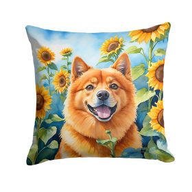 Finnish Spitz in Sunflowers Throw Pillow
