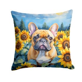 French Bulldog 1 in Sunflowers Throw Pillow