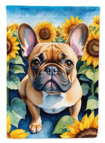 French Bulldog 2 in Sunflowers House Flag