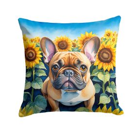 French Bulldog 2 in Sunflowers Throw Pillow