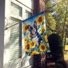 French Bulldog 3 in Sunflowers House Flag