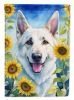 German Shepherd - White - in Sunflowers House Flag
