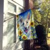 German Shepherd - White - in Sunflowers House Flag