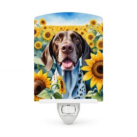 German Shorthaired Pointer 6085 In Sunflowers Ceramic Night Light