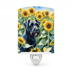 Giant Schnauzer 6087 In Sunflowers Ceramic Night Light