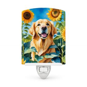 Golden Retriever 6088 In Sunflowers Ceramic Night Light