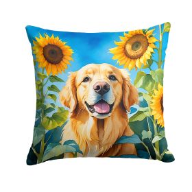 Golden Retriever in Sunflowers Throw Pillow