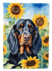 Gordon Setter in Sunflowers House Flag