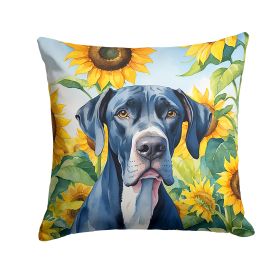 Great Dane 1 in Sunflowers Throw Pillow