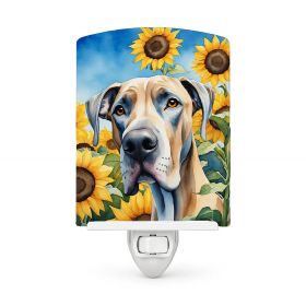 Great Dane 6092 In Sunflowers Ceramic Night Light