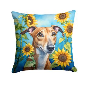 Greyhound 1 in Sunflowers Throw Pillow