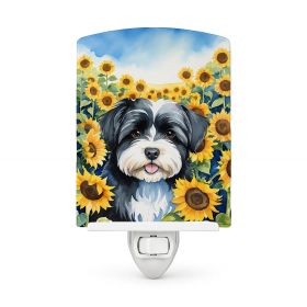 Havanese 6097 In Sunflowers Ceramic Night Light